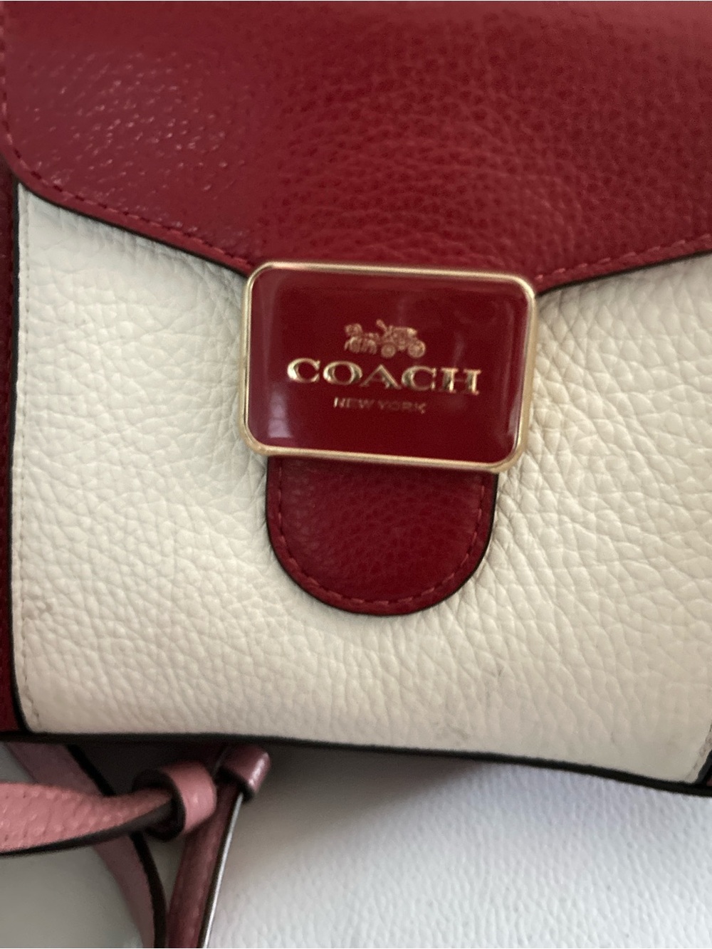 Coach Colorblock Leather Mini Crossbody Satchel |Red, White & Pink - Picture 2 of 6